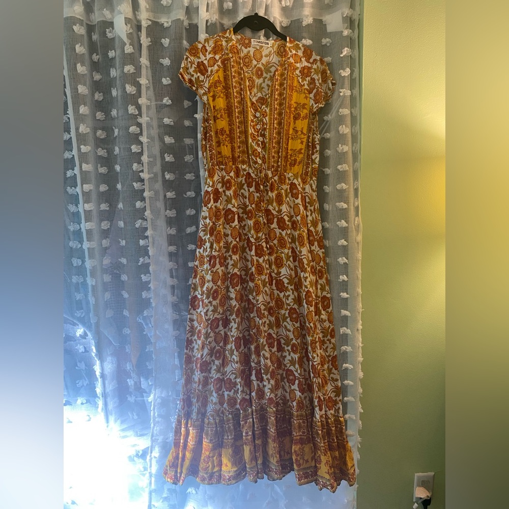 Maxi orange floral dress